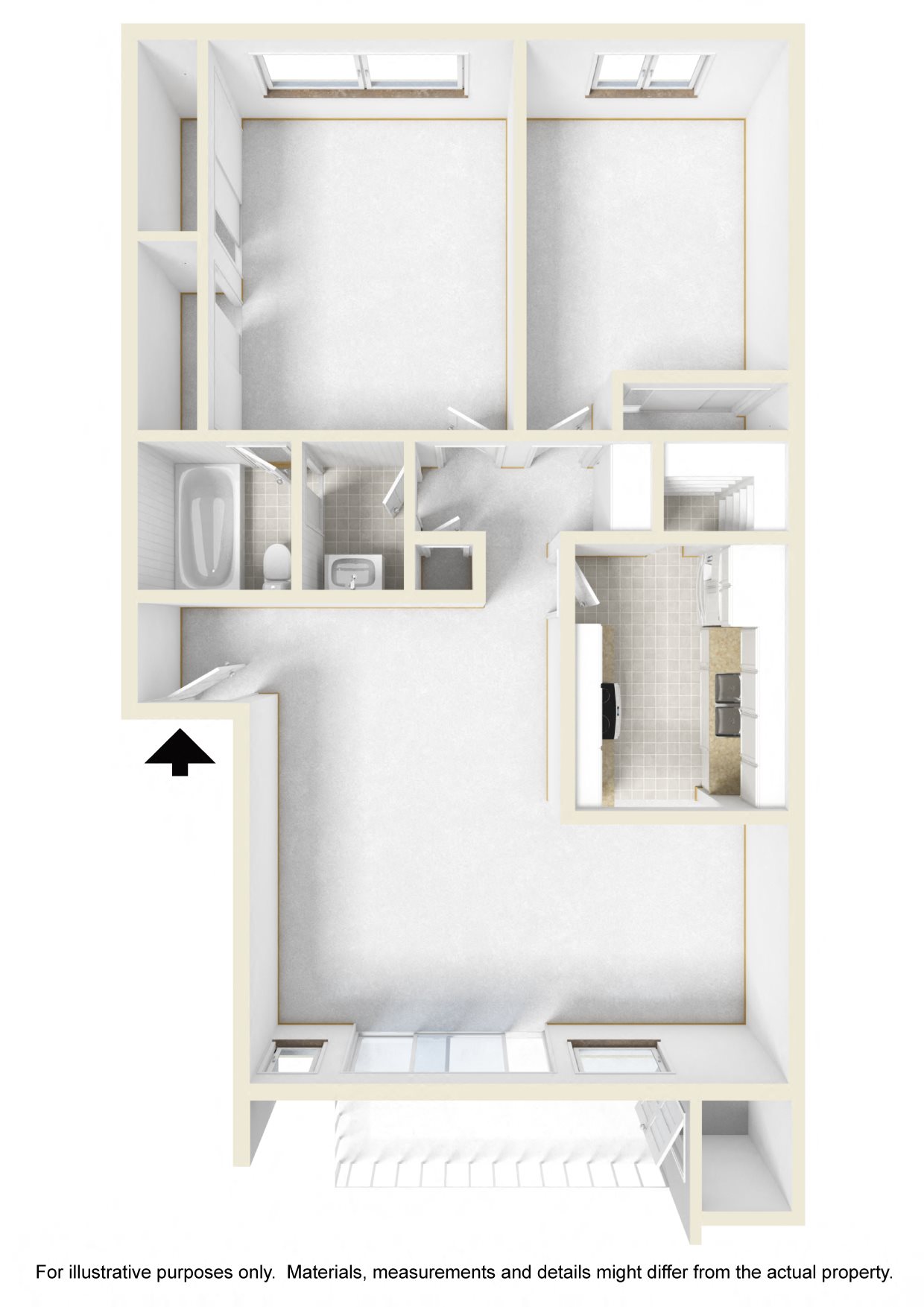 Two Bedroom Floor Plan l Tara Hill Apartments in Anaheim, CA